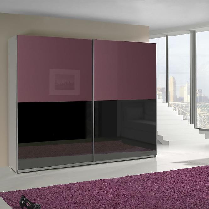 Szekrény Lux 11 lila fényes/fekete fényes 244 cm
