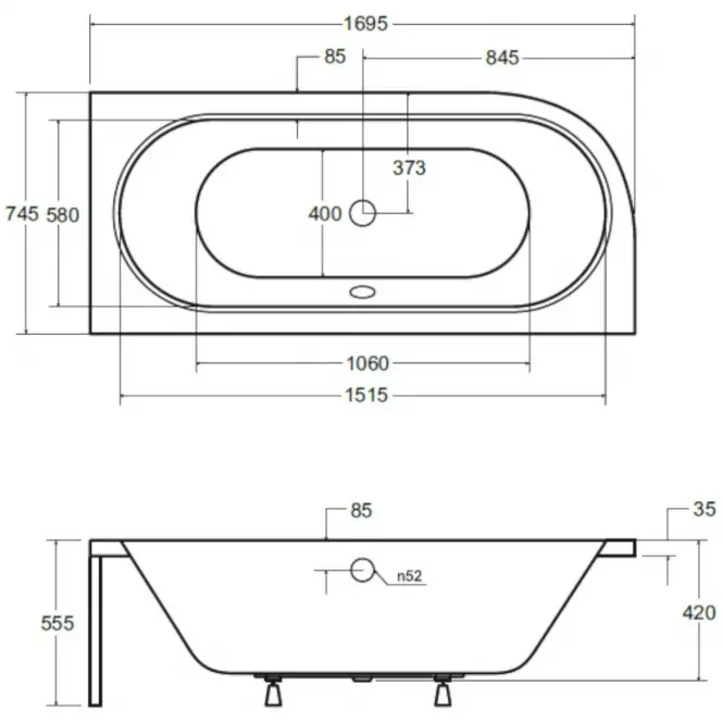 KÁD AVITA 170x75 JOBB