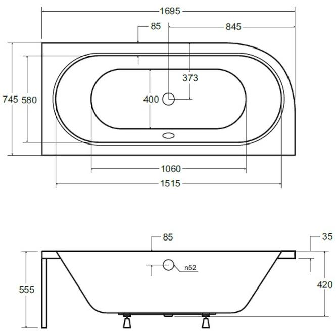 KÁD AVITA 170x75 JOBB