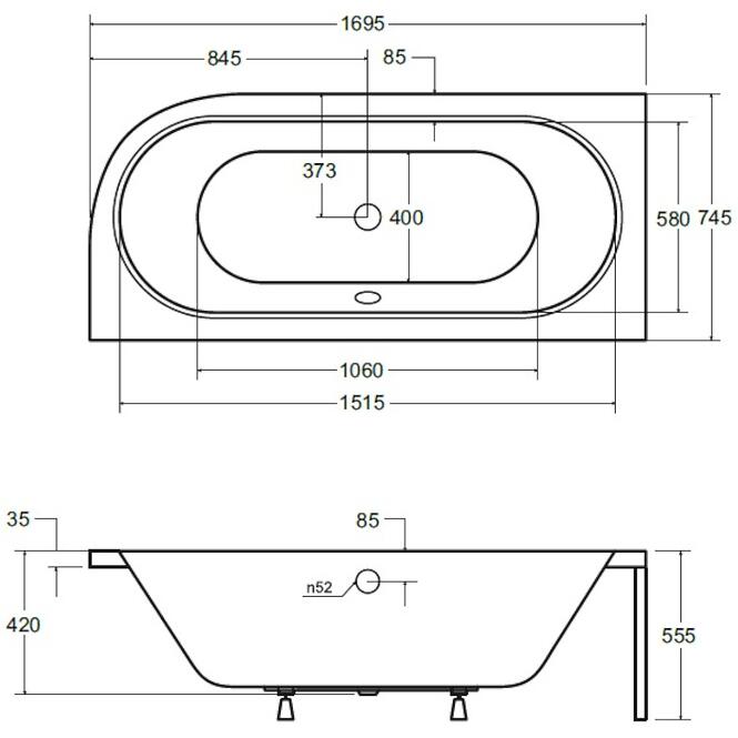 Kád Avita 170x75 balos + lábak