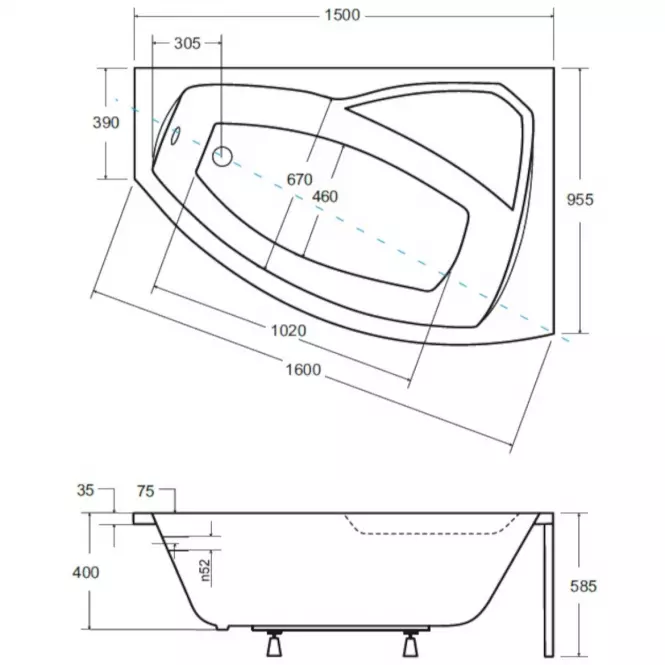 Kád Rima 150/95 jobbos