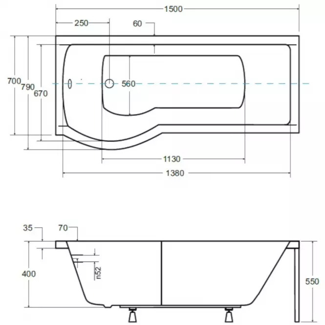 Kád Inspiro 150/70  balos + paraván