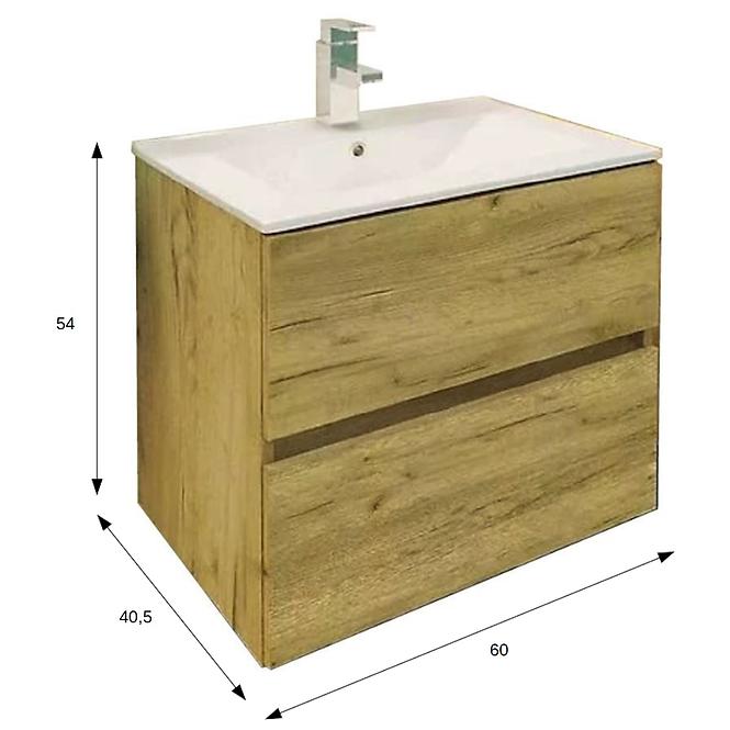 Fürdőszoba bútor készlet Momo D60 L2422 0D2S tölgy arany szekrény+mosdókagyló