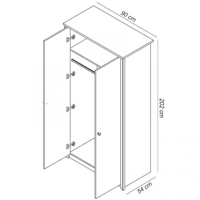 Szekrény Finezja F2 sonoma csokoládé 90 cm