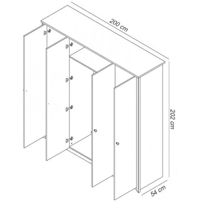 Szekrény Finezja F4 4 ajtós sonoma csokoládé 200 cm,2