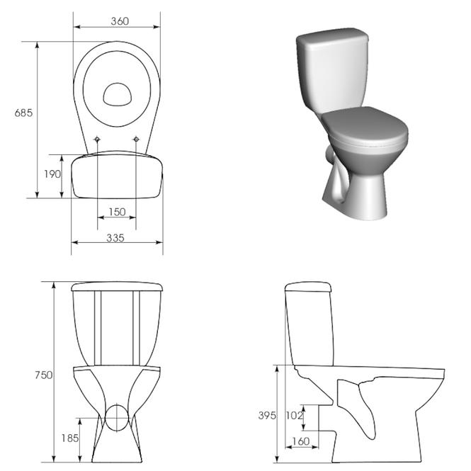 Wc Grey 373  3/6L + ülőkével