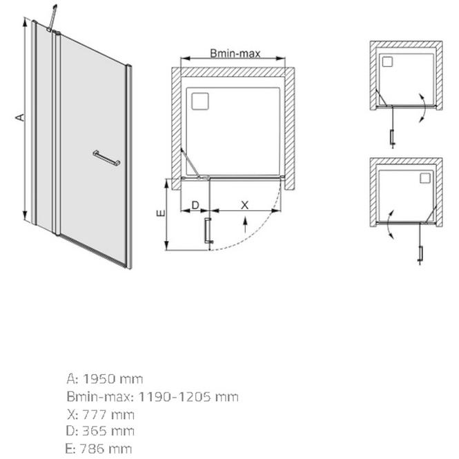Zuhanyajtó Prestige Dj2/Priii 120 W0-króm,4