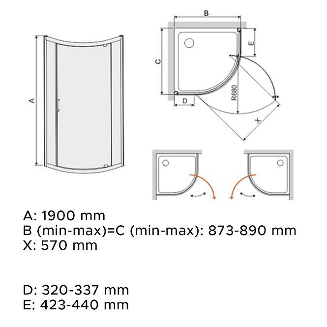 Zuhanykabin Kp1dja/Tx5 90 W0 Sb Glass Protect