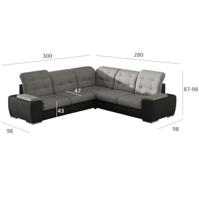 Sarok ülőgarnitúra Combi 3 P Soft 11 + Cosmic 118