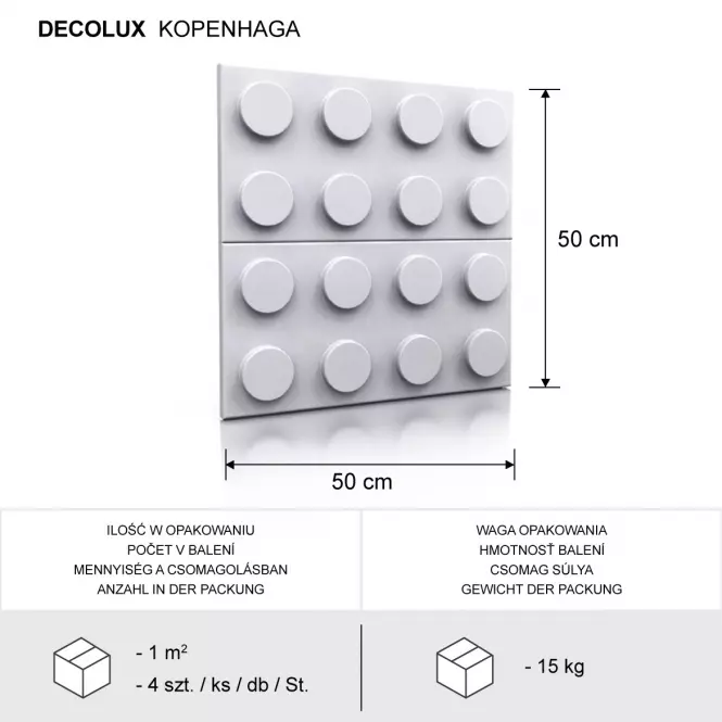 Dekorpanel Kopenhaga 3D falpanel 50x50,4