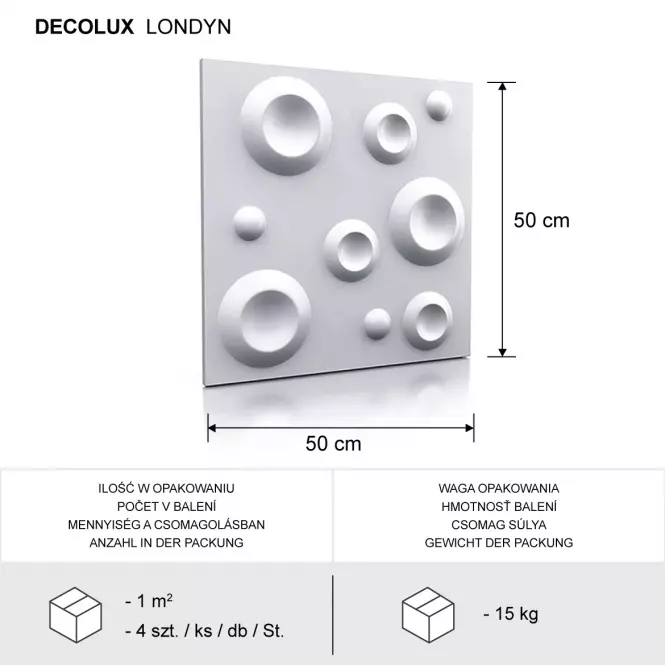 Dekorpanel Londyn 3D falpanel 50x50 cm,4