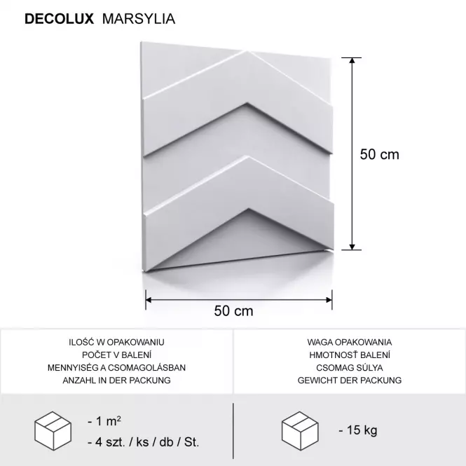 Dekorpanel Marsylia 3D falpanel 50x50 cm