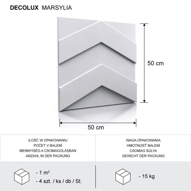 Dekorpanel Marsylia 3D falpanel 50x50 cm,4