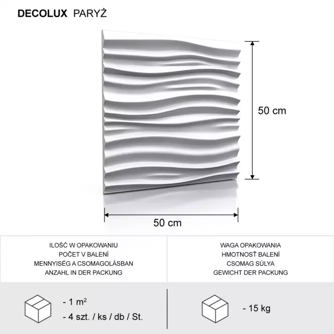 Dekorpanel Paris 3D falpanel 50x50 cm