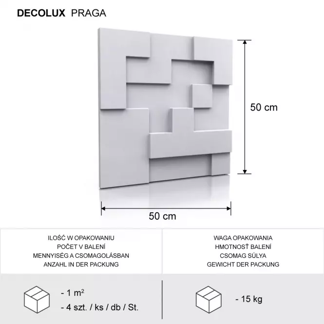 Dekorpanel Praga 3D falpanel 50x50 cm