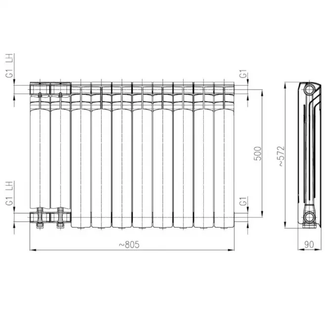 Fém radiátor G500F  /10 CZŁ/1420W,2