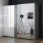 Szekrény Tunis 200 cm grafit/fehér/tükör LED,4