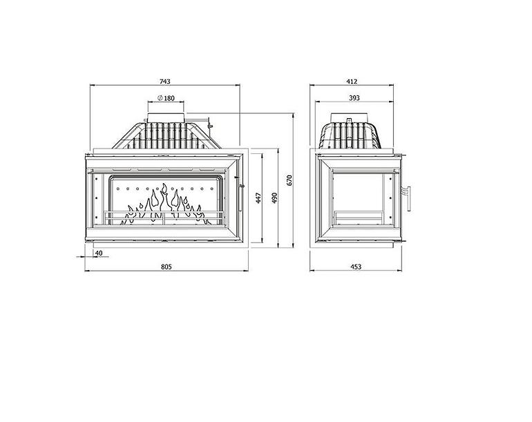 Kandalló kályha  W16 Prémium 14,7 KW balos