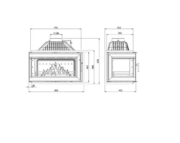 Kandalló kályha  W16 Prémium 14,7 KW balos,8