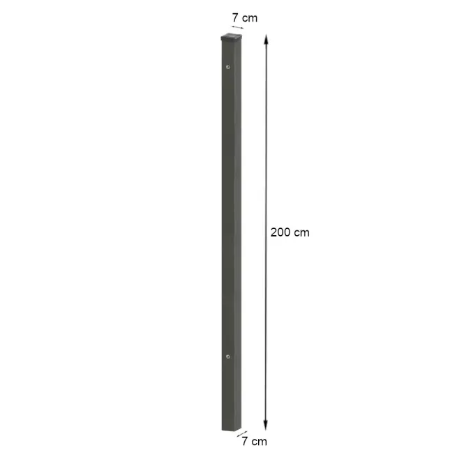 Kapuoszlop szegecsanyával 70x70 mm x 2 m Zn+RAL7016 strukturált,2