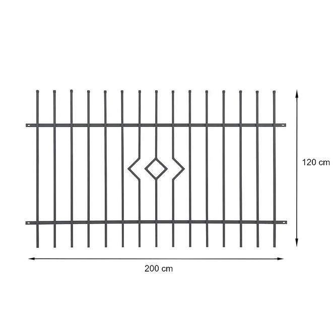 Kerítés panel Porto 2 2m|1,2m ZN+RAL7016