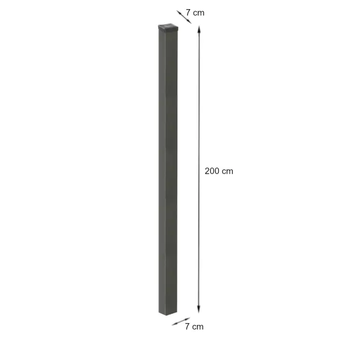 Sima oszlop 70x70 mm x 2 m Zn+RAL7016 strukturált,2