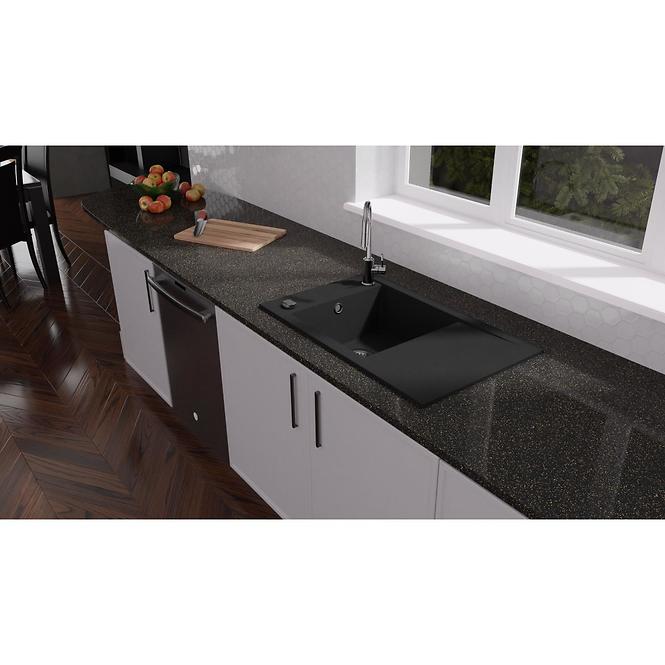 Gránit mosogató Merkury 1k 780x480 Fekete,3