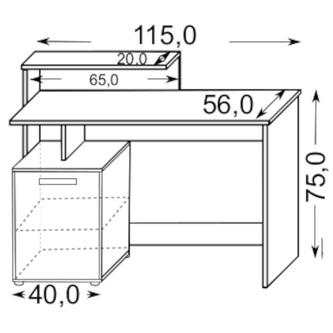 Íróasztal DSB 01 craft arany/fehér,3