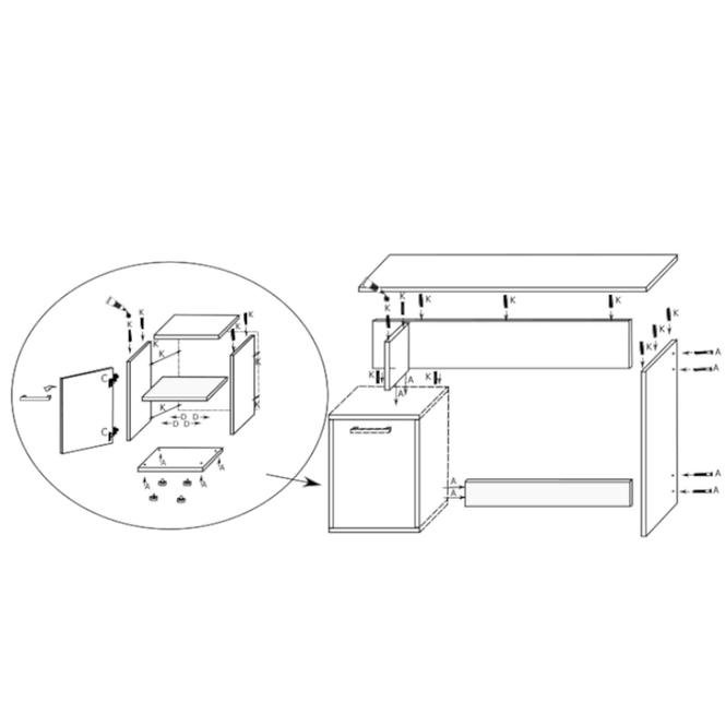 Íróasztal DSB 01 craft arany/fehér