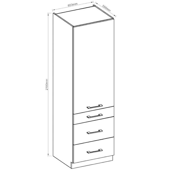 Konyhaszekrény Vigo fehér HG 60dks-210 3s 1f,6