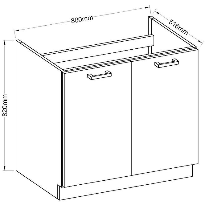 Konyhaszekrény Eko White 80ZL 2F BB,2