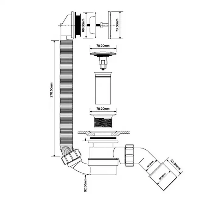 Szifon kádhoz HC2600CL,2