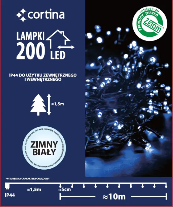 Karácsonyi fények LED 200l na transf.zew. 21/14/LED cw
