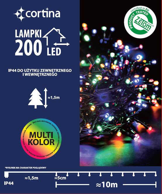 Karácsonyi fények LED 200l na transf.zew. 21/14/LED multi,4