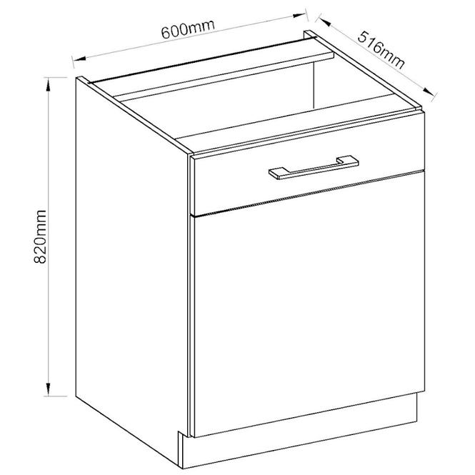 Konyhaszekrény  Vigo fehér HG 60d 1f Bb,6
