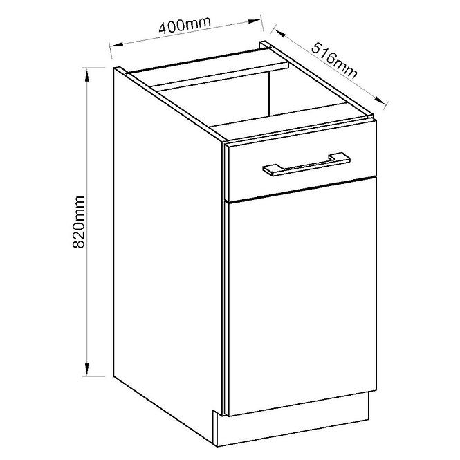 Konyhaszekrény  Vigo fehér HG 40d 1f Bb,6