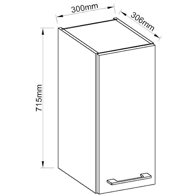 Konyhaszekrény  Vigo fehér HG 30g-72 1f,3