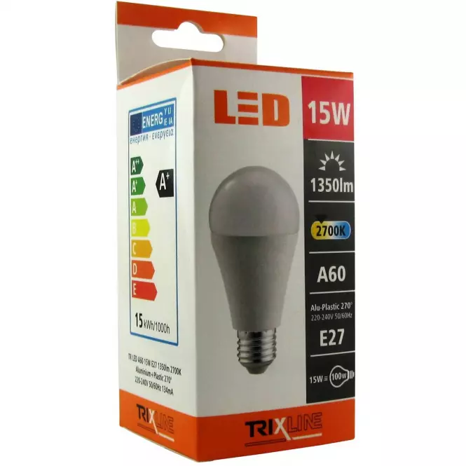 Izzó LED BC TR A60 15W E27 2700K,3