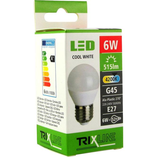 Izzó LED BC TR Trixline G45 6W E27 4200K,4
