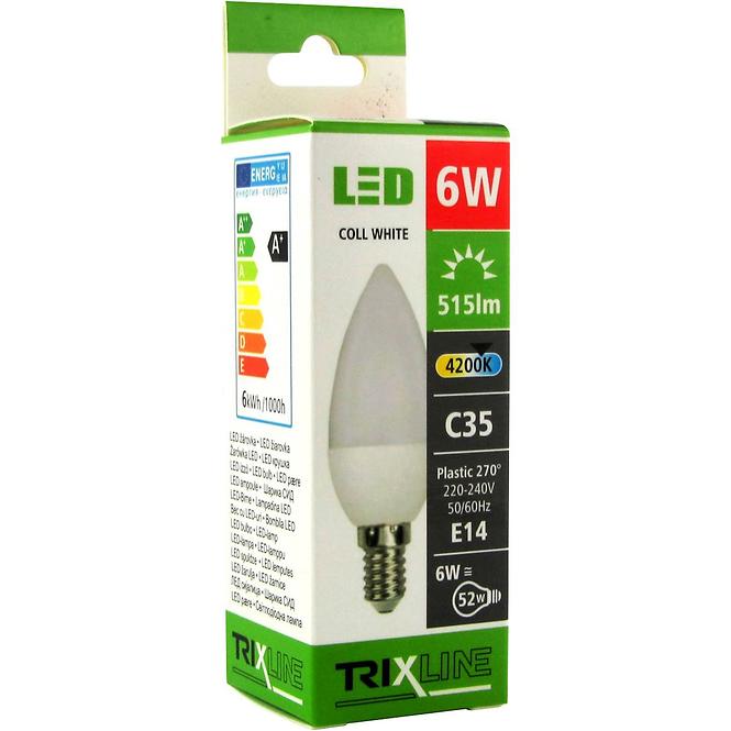 Izzó LED BC TR Trixline C35 6W E14 4200K