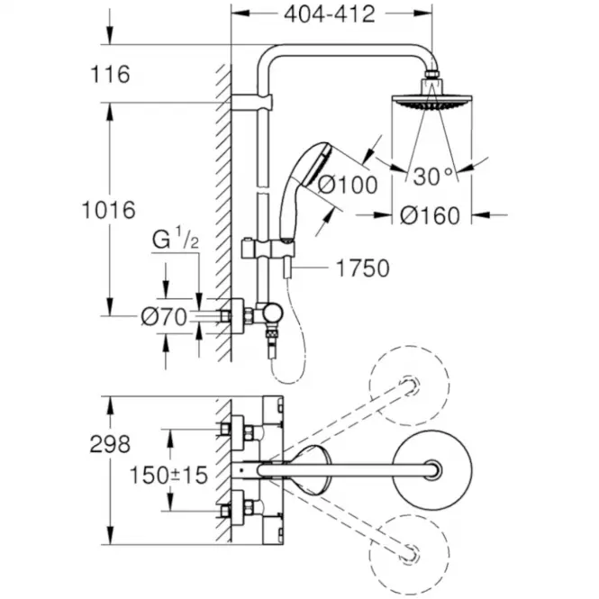 60GS 27960000 VITALIO START ZUHANYRENDSZER TERMIKUS KEVERŐVEL