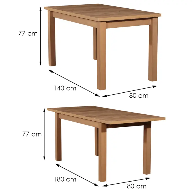 Étkezőasztal ST28 140x80+40 tölgy wotan CC,2