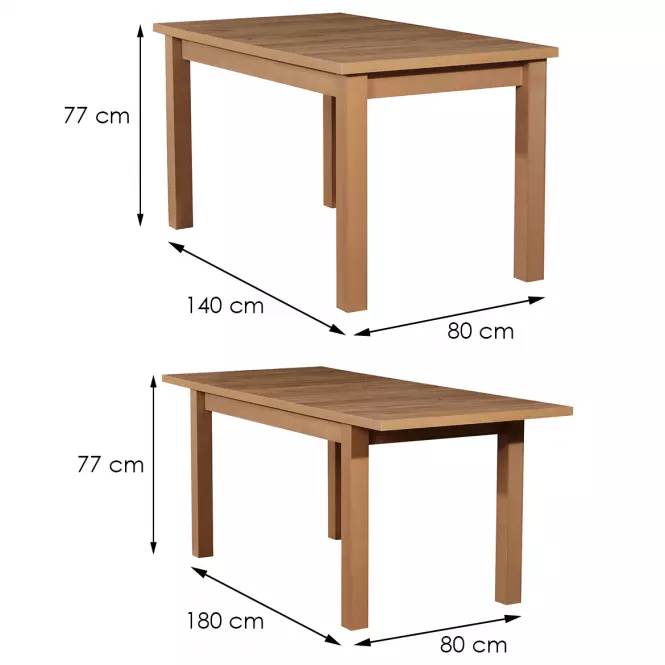 Étkezőasztal ST28 140x80+40 tölgy wotan CC,4