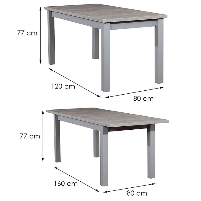 Étkezőasztal ST28 120x80+40 beton DD