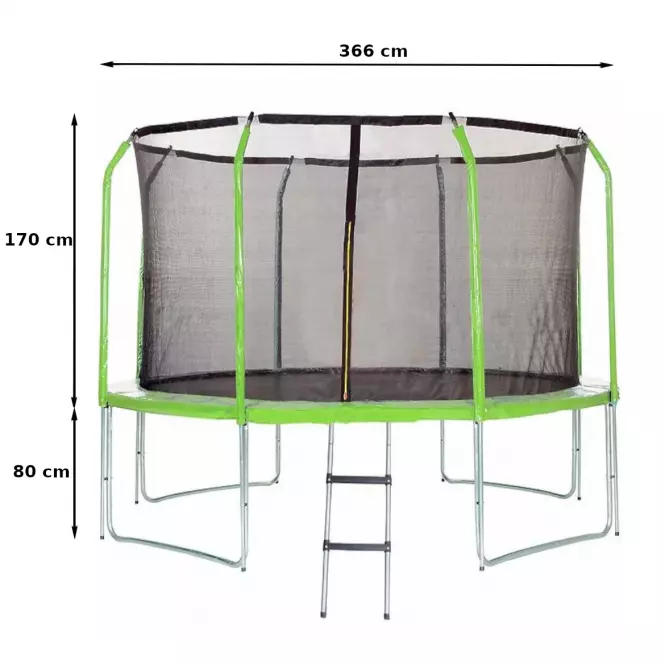 Kerti trambulin COMFORT létráva 366cm zöld,2