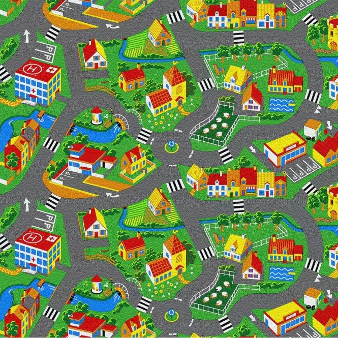 Padlószőnyeg méterben  4M széles Little Village 90