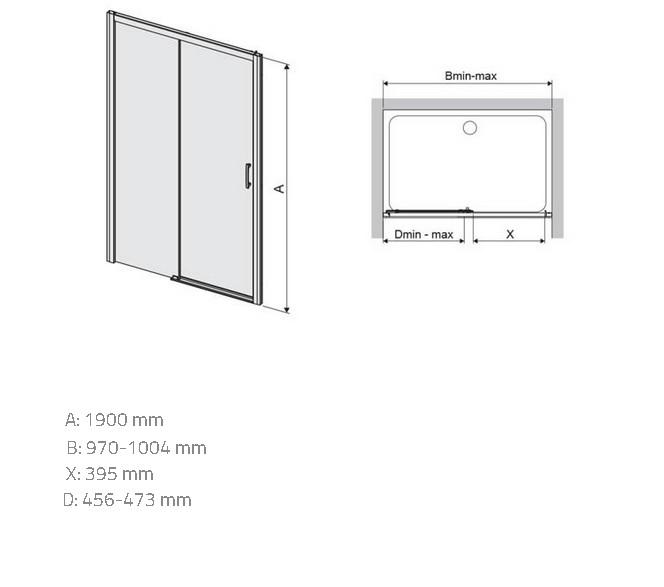 Zuhanyajtó D2L/Freezone 100 W0 Glass Protect