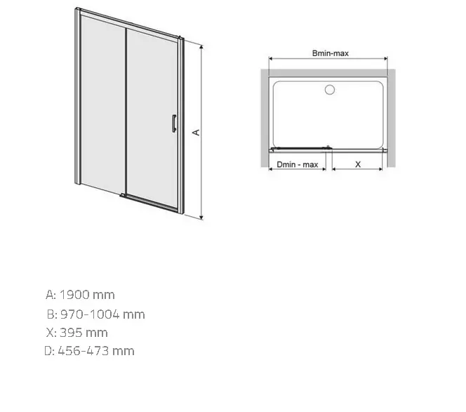 Zuhanyajtó D2L/Freezone 100 W0 Glass Protect,2