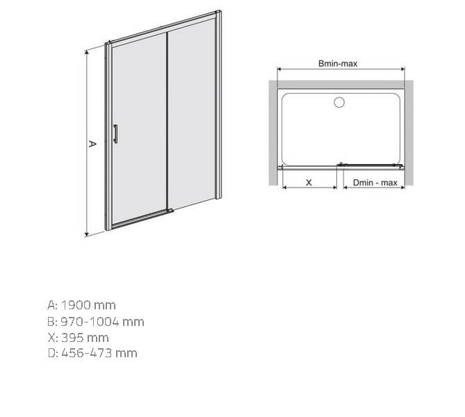 Zuhanyajtó D2P/Freezone 100 W0 Glass Protect