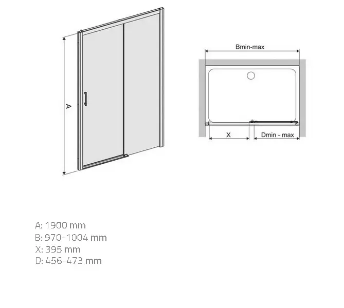 Zuhanyajtó D2P/Freezone 100 W0 Glass Protect,2